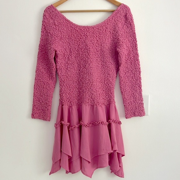 Free People What A Time Drop-Waist Mini Dress NWT Pink - Picture 6 of 16